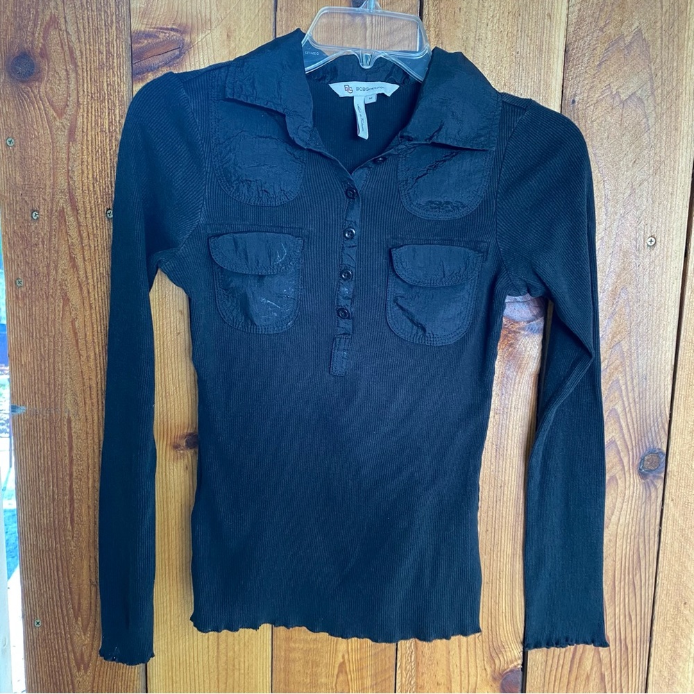 BCBGeneration Long Sleeve Henley Shirt Blouse EUC